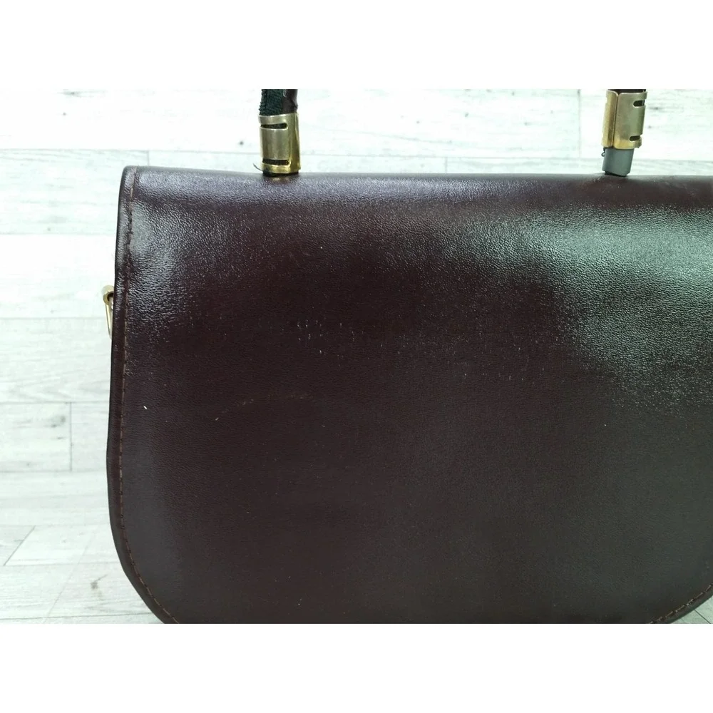 Vintage A Leather Handbag Bag Purse Framed Purse Vintage Mahogany